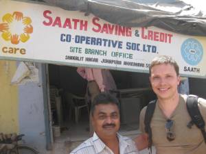 Yaqoob Bhai, a community leader, and me at the MFI. 